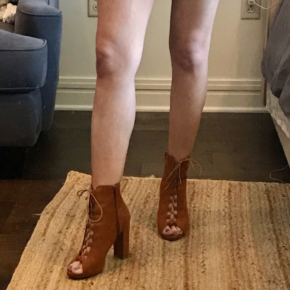 Woman’s Brown Lace Up Healed Booties